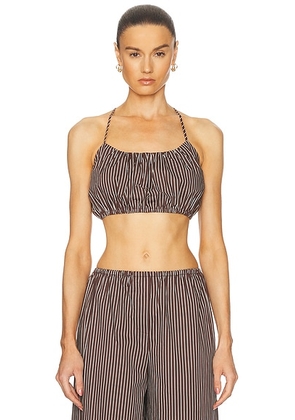 Staud Hammock Top in Dark Oak Micro Stripe - Brown. Size L (also in XS, S, M).