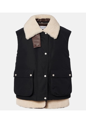 Loewe Shearling-trimmed cotton-blend vest