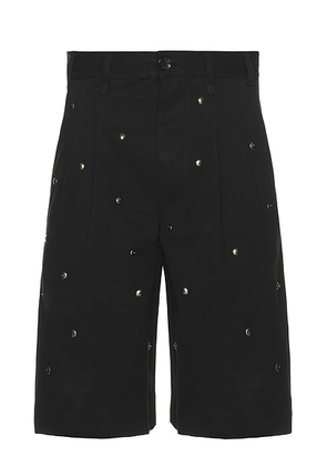 Song for the Mute Metal Bead Single Pleated Shorts in Black - Black. Size 48 (also in 50, 52).