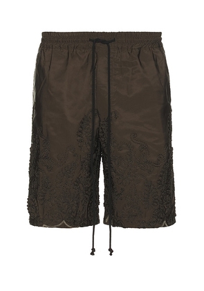 Song for the Mute Elasticated Shorts in Deep Green - Olive. Size 52 (also in 48).
