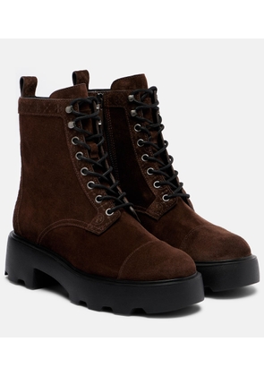 Tory Burch T Monogram suede combat boots