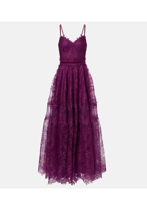 Costarellos Belted lace gown