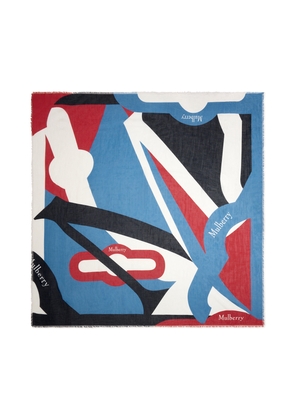 Mulberry Women's Colour Block Square Scarf Brighton-Night Sky