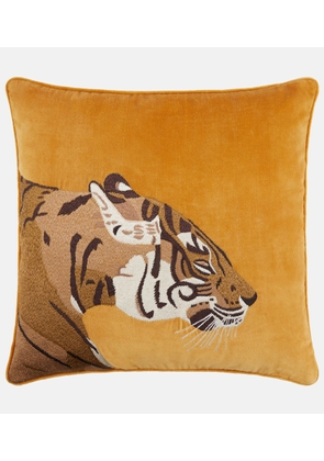 Les-Ottomans Embroidered cotton velvet cushion