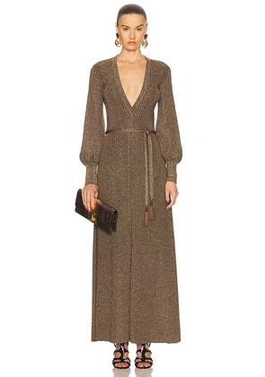 TOM FORD Vanise Long Dress in Combo Gold - Metallic Gold. Size M (also in XS).