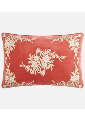 Les-Ottomans Embroidered cotton velvet cushion