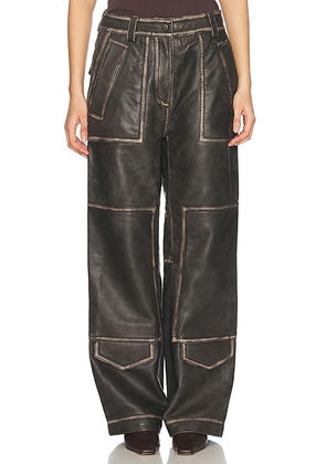 Saks Potts Clive Leather Pant in Destroyed Black - Black. Size S (also in XS).
