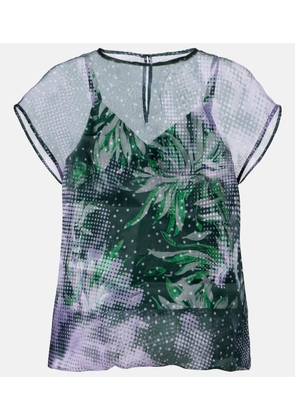 Dries Van Noten Printed silk organza top