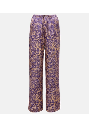 Dries Van Noten Floral silk satin wide-leg pants