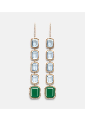 Shay Jewelry Tier Portrait 18kt gold drop earrings with topaz, agate, and diamonds
