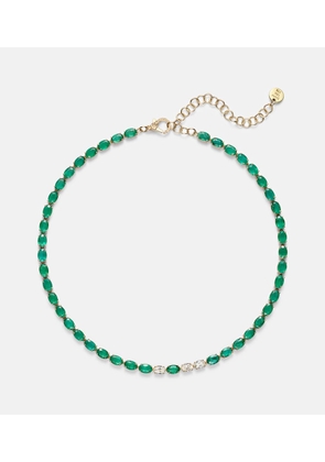 Shay Jewelry Tennis 18kt gold necklace with emeralds and diamonds