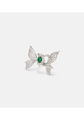 Yeprem Reign Supreme 18kt white gold ring with emerald and diamonds
