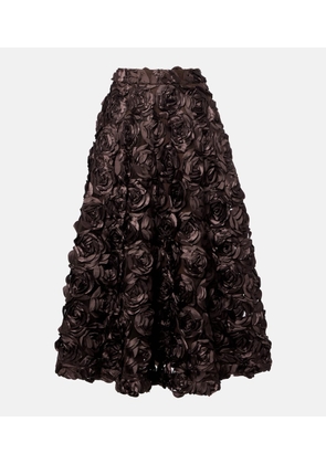 Rotate Floral-applique mesh midi skirt