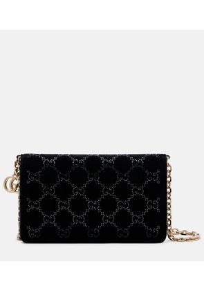 Gucci GG Crystal velvet wallet on chain