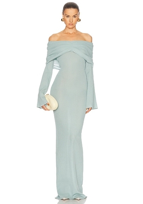 SEROYA Xenia Maxi Dress in Frosted Sea - Teal. Size L (also in XS, S, M).