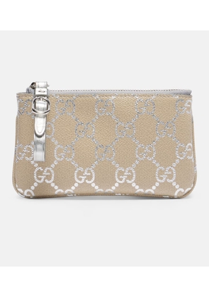 Gucci GG leather-trimmed pouch