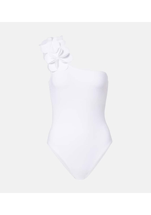 Karla Colletto Tess floral-applique one-shoulder swimsuit