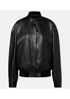 The Row Eleonora leather bomber jacket