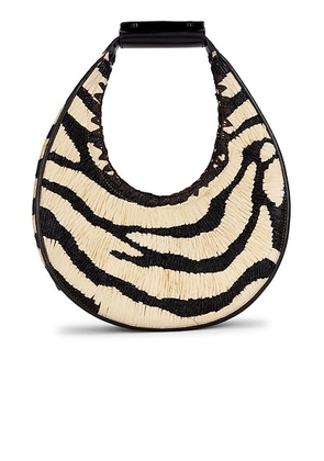 Staud Moon Tote Bag in Zebra Raffia - Neutral. Size all.
