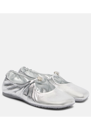 Loewe Pebble Soft metallic leather ballet flats