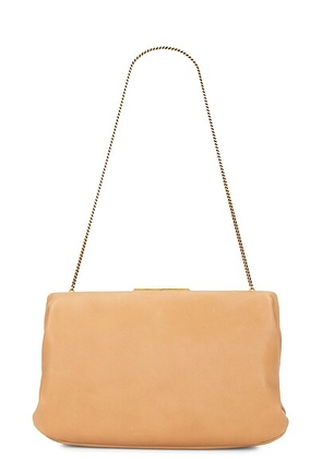 Saint Laurent Large Clutch in Coffee Foam - Tan. Size all.