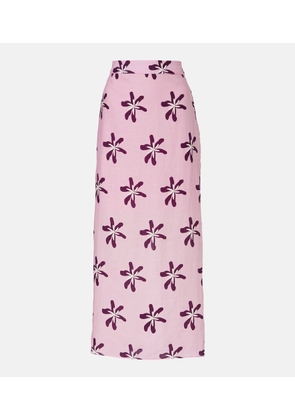Cala de la Cruz Magda floral linen maxi skirt