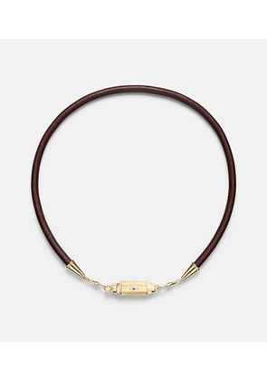 Marie Lichtenberg 18kt gold and leather necklace with sapphires
