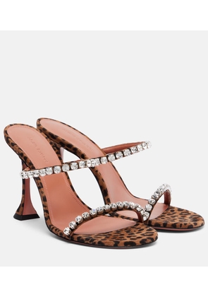 Amina Muaddi Gigi 95 leopard-print suede mules