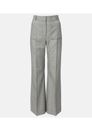 Victoria Beckham Checked virgin wool straight pants