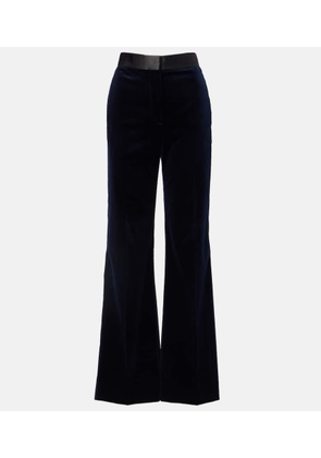 Victoria Beckham Satin-trimmed velvet wide-leg pants