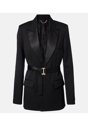 Victoria Beckham Belted satin-trimmed blazer