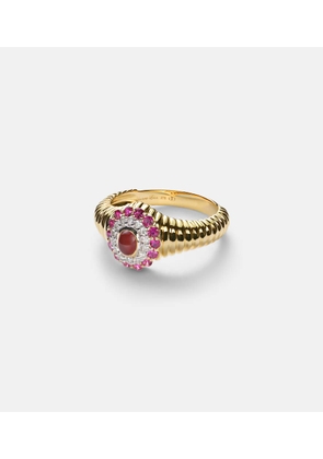 Yvonne Leon Pompadour Baby 9kt gold ring with gemstones