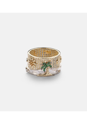 Yvonne Leon 24 Heures 9kt gold ring with gemstones