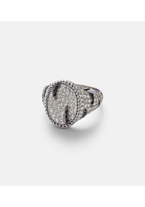 Yvonne Leon Zebre 18kt white gold pinky ring with diamonds