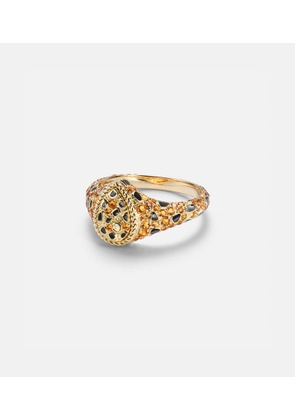 Yvonne Leon Poire Mini 9kt gold and enamel pinky ring with citrines and diamonds