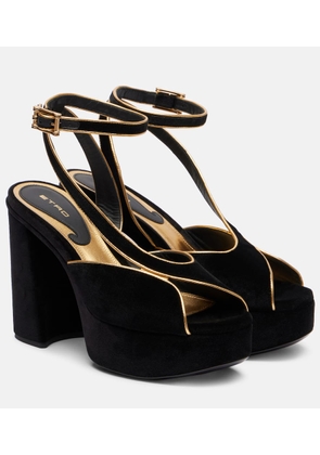 Etro Asymmetrical velvet platform sandals