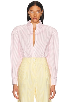 Rowen Rose Long Sleeve Shirt in Pink & White - Pink. Size L (also in ).