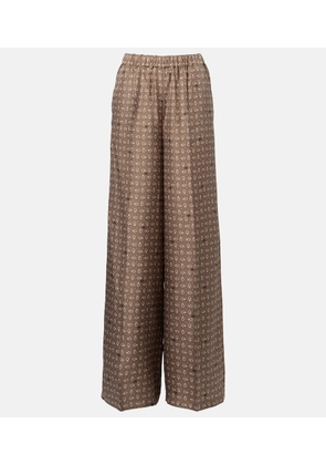 Max Mara Vischio printed silk satin wide-leg pants