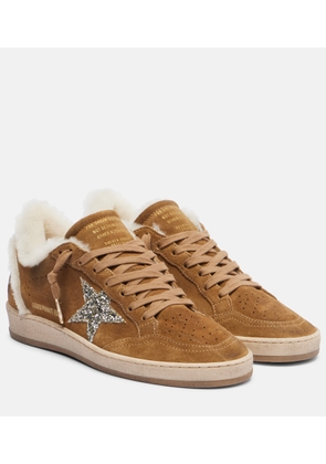 Golden Goose Ball Star shearling-trimmed suede sneakers