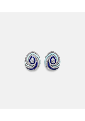 Kamyen Twister 18kt white gold and enamel earrings with diamonds