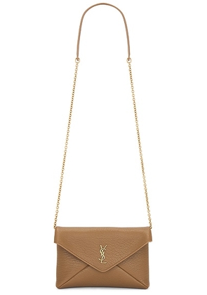 Saint Laurent Small Chain Pouch Bag in Dark Cork - Brown. Size all.
