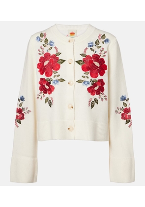 Farm Rio Embroidered wool cardigan