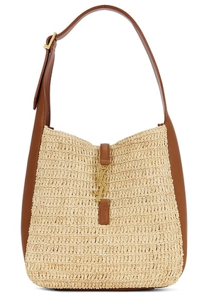 Saint Laurent Small Le 5 A 7 Supple Hobo Bag in Pale Brown & Brick - Brown. Size all.