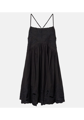 Juliet Dunn Embroidered cotton poplin minidress