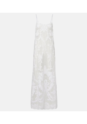 Juliet Dunn Embroidered semi-sheer cotton maxi dress