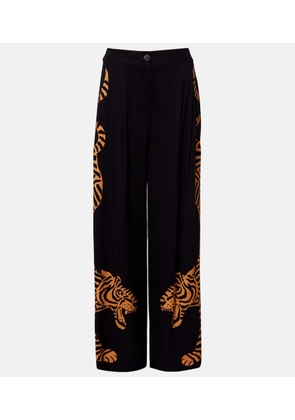 Farm Rio Black Tiger wide-leg pants