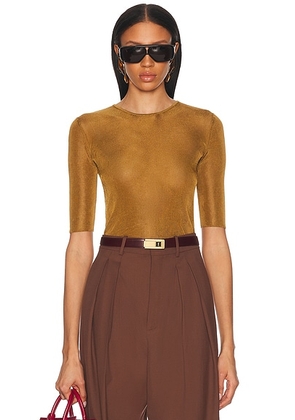 Saint Laurent Short Sleeve Top in Mordore - Mustard. Size L (also in S, M, XL).