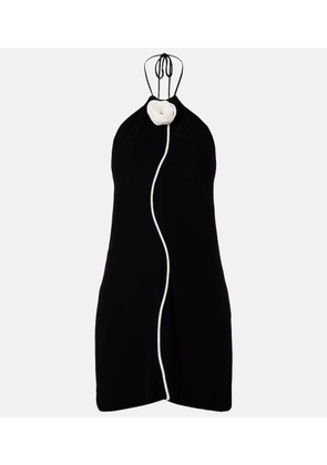 Farm Rio Floral-applique halterneck minidress