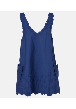 Juliet Dunn Floral embroidered cotton poplin minidress