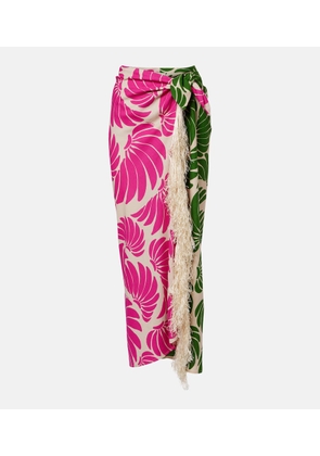 Farm Rio Floral fringed linen-blend beach cover-up